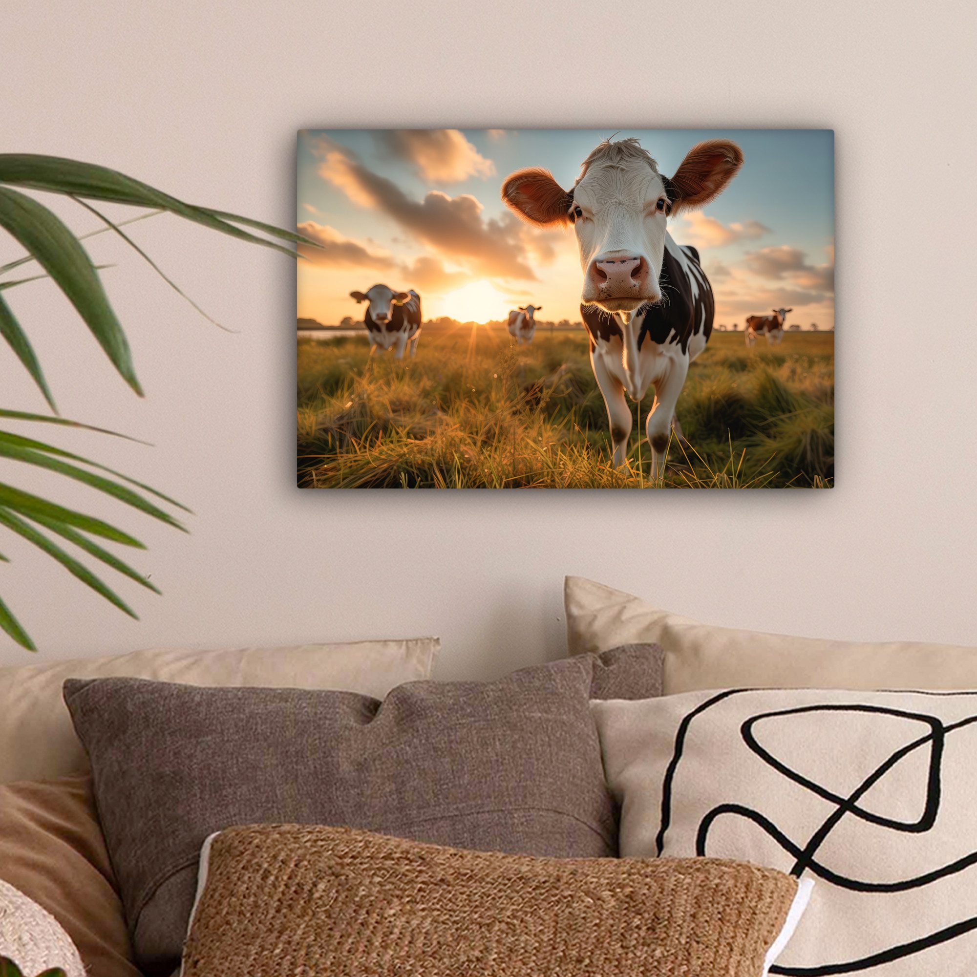 OneMillionCanvasses® Leinwandbild Kuh - Wiese - Tierportrait - Natur - Kühe günstig online kaufen