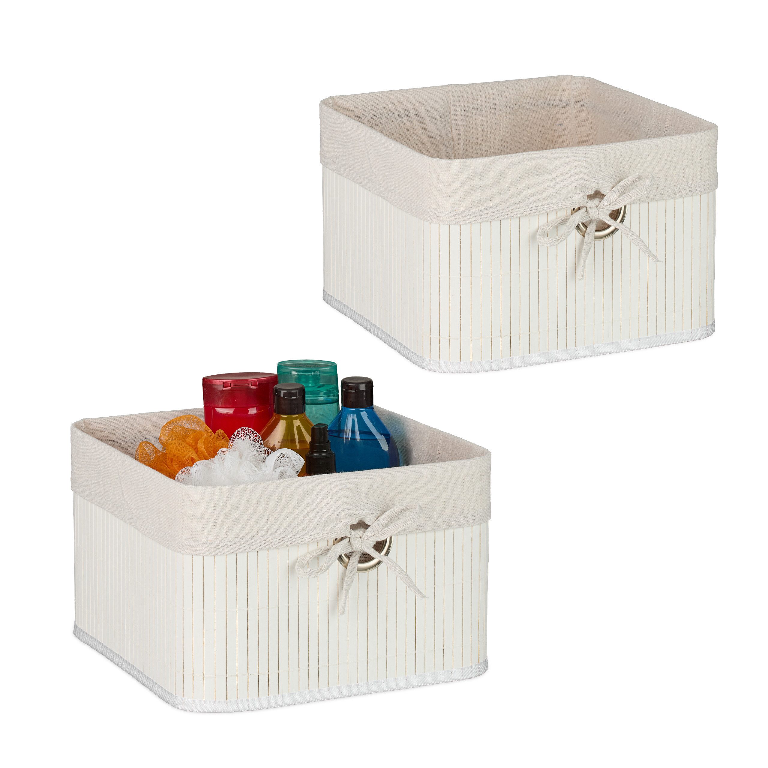 relaxdays Regalkorb Aufbewahrungskorb Set aus Bambus günstig online kaufen