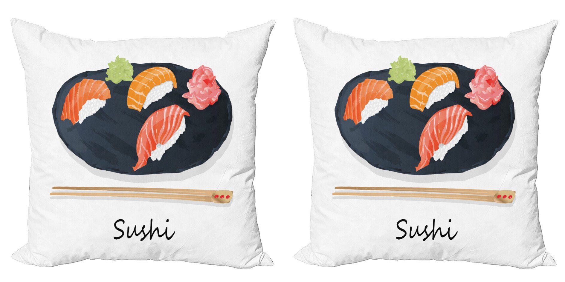 Japan-Platte und Kissenbezüge Stück), Digitaldruck, Accent Text Modern Doppelseitiger Wasabi Abakuhaus Sushi (2