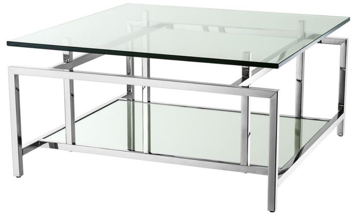 Casa Padrino Wohnzimmertisch Wohnzimmertisch Silber 70 x 70 x H. 35 cm - Luxus Couchtisch