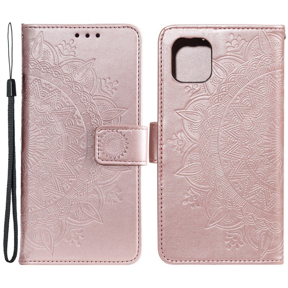 CoverKingz Handyhülle Hülle für Apple iPhone 13 Handyhülle Flip Case Cover Tasche Mandala 15,2 cm (6 Zoll), Klapphülle Schutzhülle mit Kartenfach Schutztasche Motiv Mandala