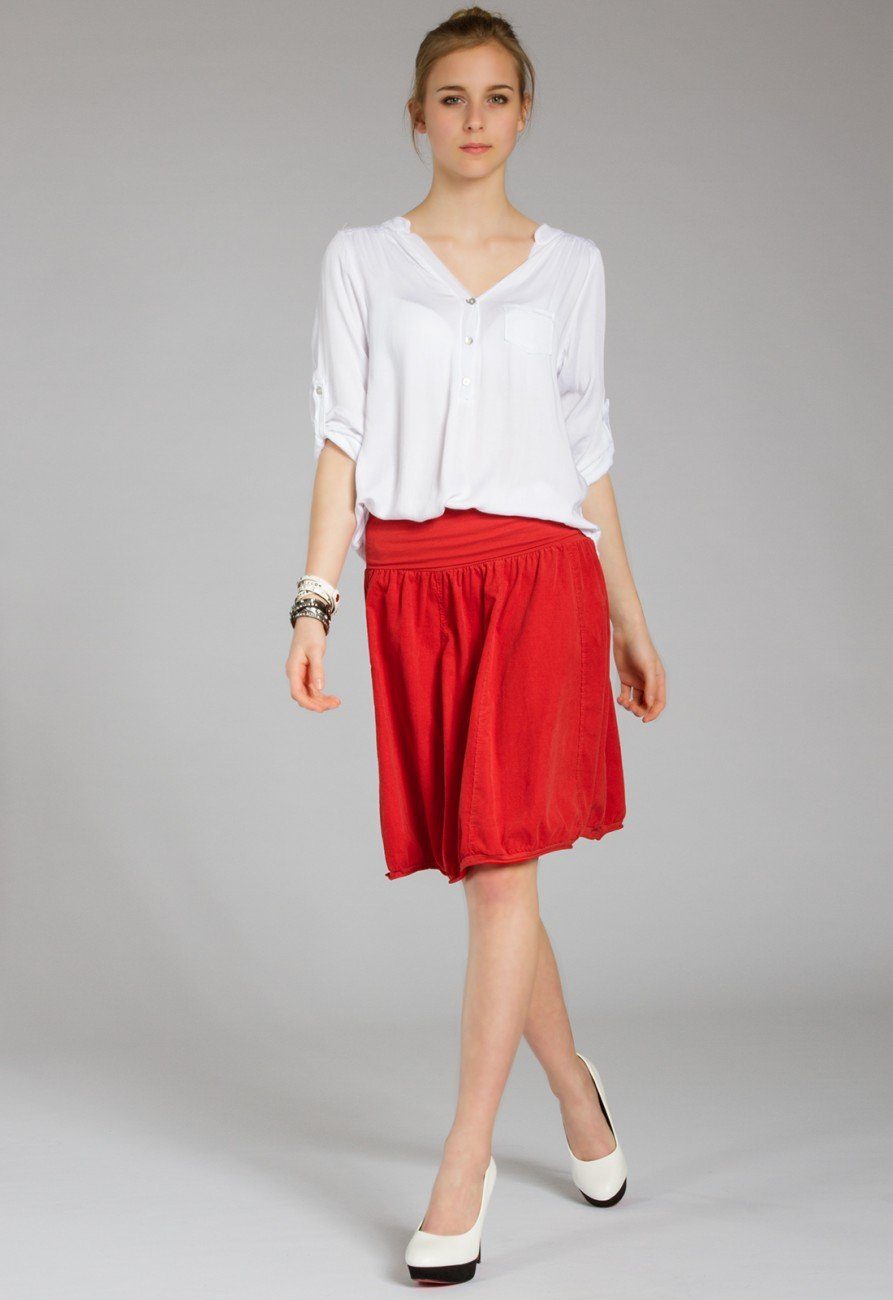 Caspar Faltenrock RO004 Damen Cord Rock knielang mit hohem elastischem Bund günstig online kaufen