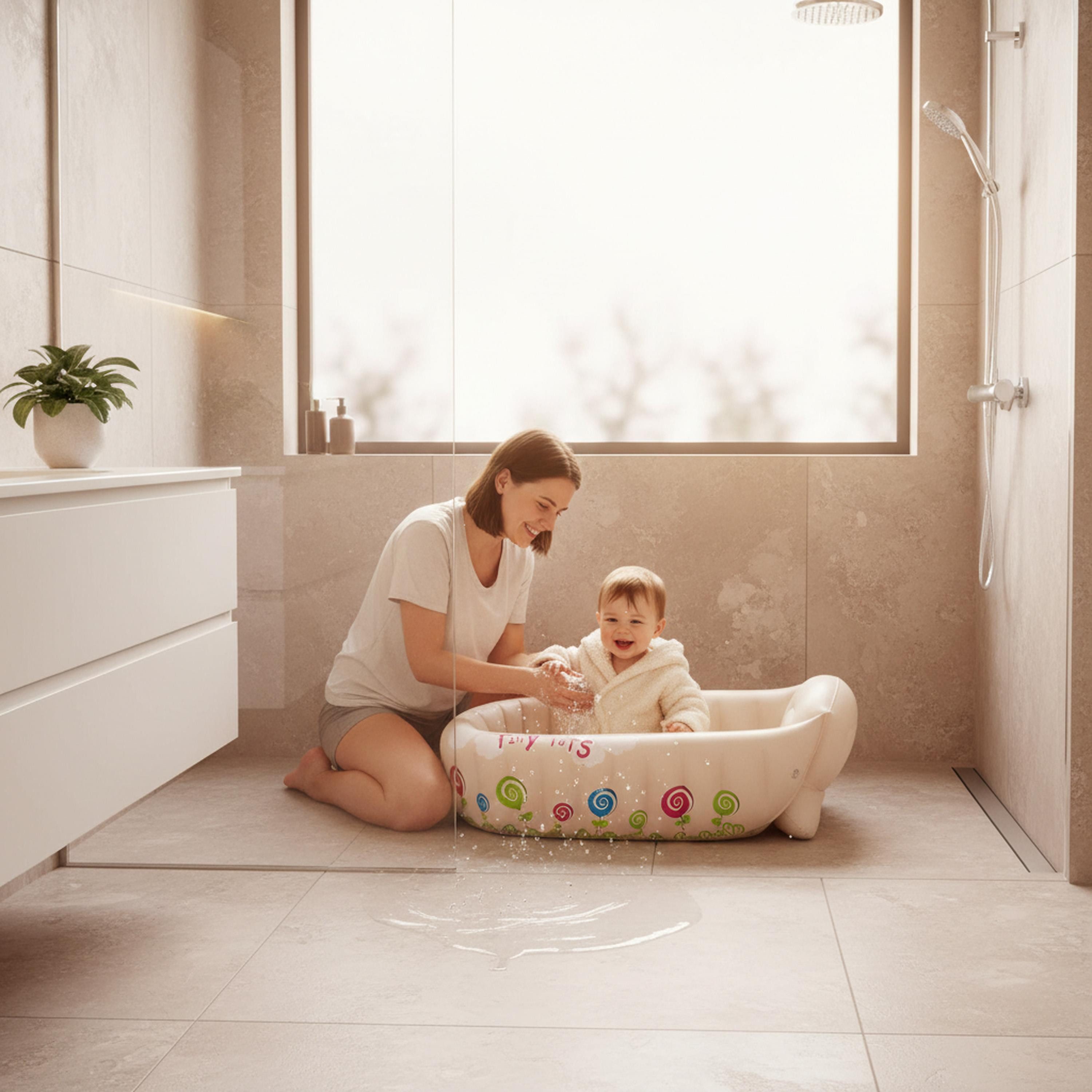 SunClub Babybadewanne aufblasbare Baby Badewanne "Tiny Tots" 91x61x29 cm, (Planschbecken oder Badewanne für Babys, 1-tlg), mit Temperatur-Kontrollfeld