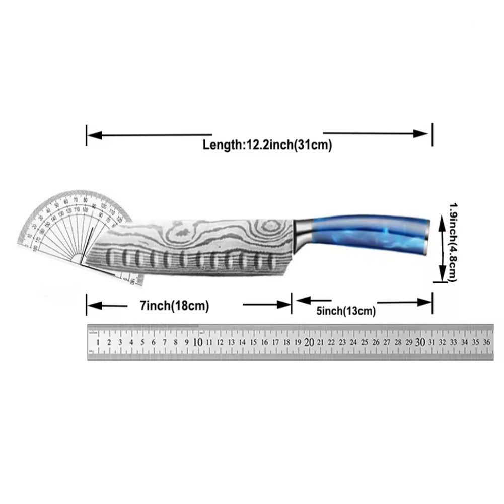 KingLux Santokumesser Santoku Messer 18cm Küchenmesser für Fleisch Gemüse Sushi