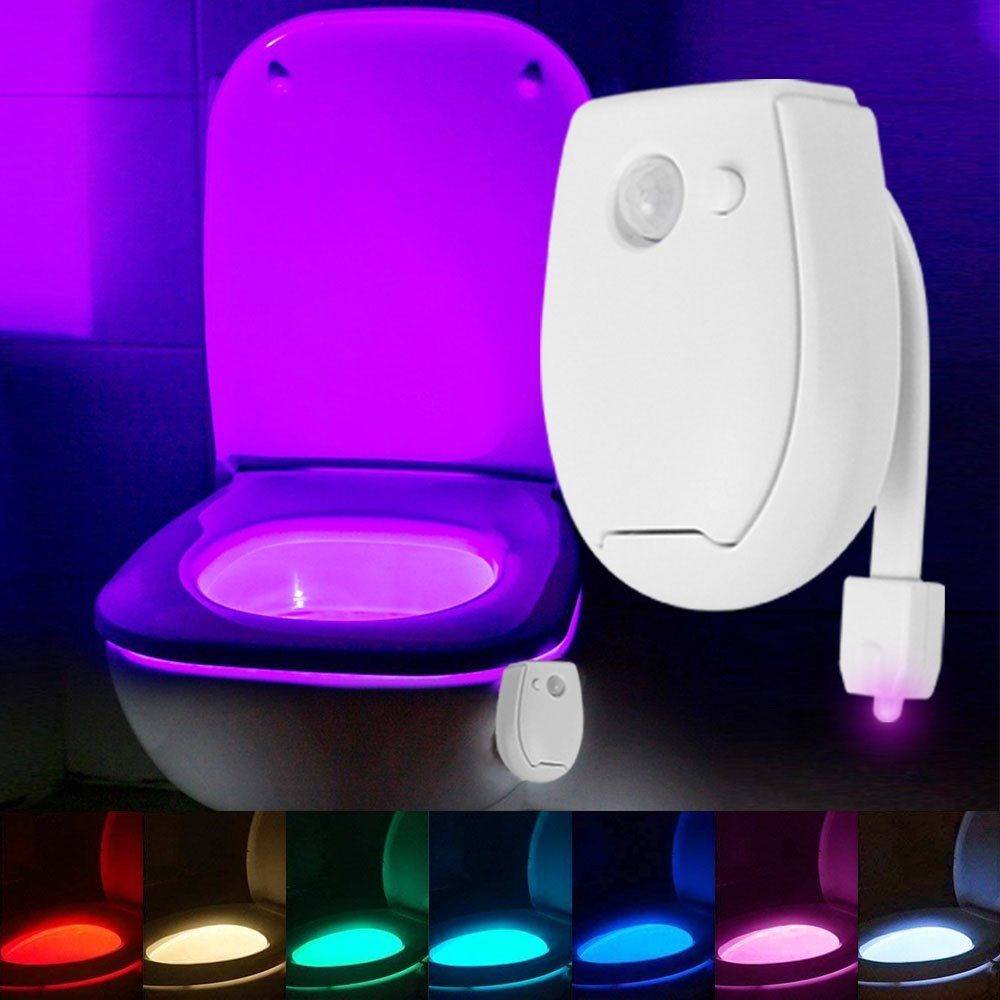 LED-Toiletten-Nachtlicht PIR-Bewegungssensor, intelligentem mit LED wechselbar, Lichtsensor, mit Batteriebetrieb, für Nachtlicht Kinder-Badezimmer, Multicolor, Rosnek