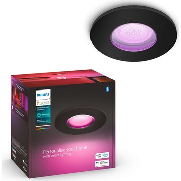 Philips Hue LED Einbauleuchte Bluetooth White & Color Ambiance Einbauspot Xamento in Schwarz 5,7W, keine Angabe, Leuchtmittel enthalten: Ja, LED, warmweiss, Einbaustrahler, Einbauleuchte