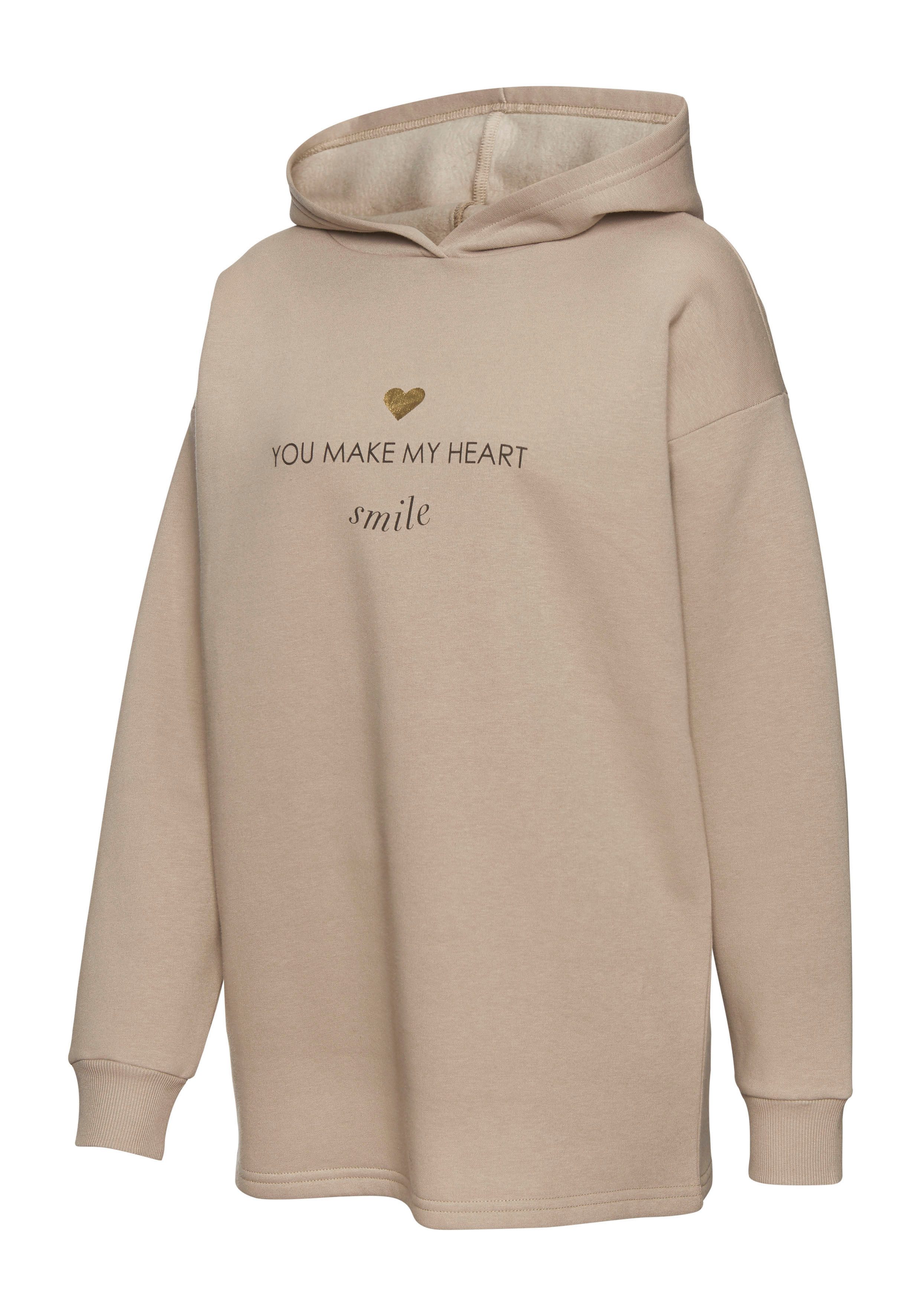 LASCANA Hoodie Lounge-/Kapuzenpullover mit Print vorne, Loungewear
