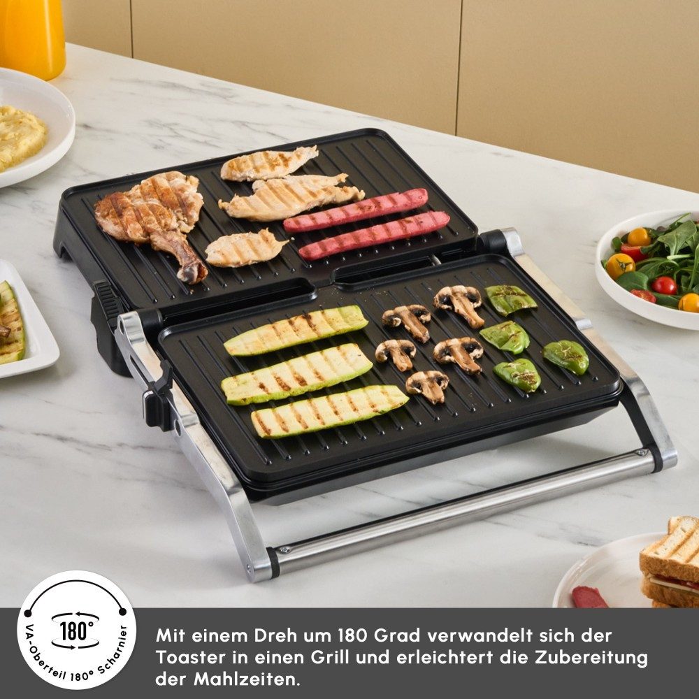 Karaca Toaster Karaca Toastmate Inox Toaster und Grillgerät 6 Scheiben 2000 W