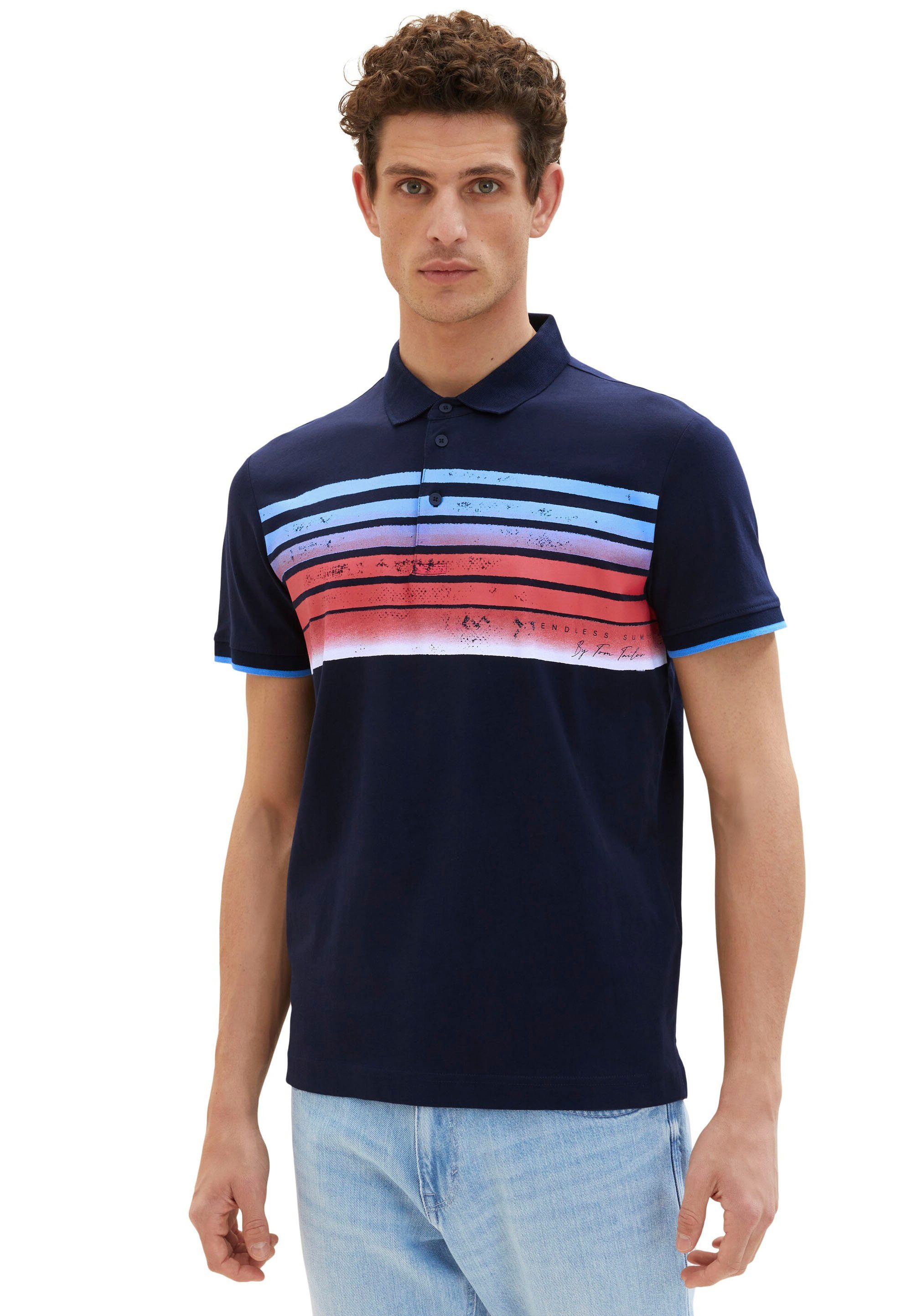 TOM TAILOR Poloshirt mit kontrastfarbenen Details sky blue captain