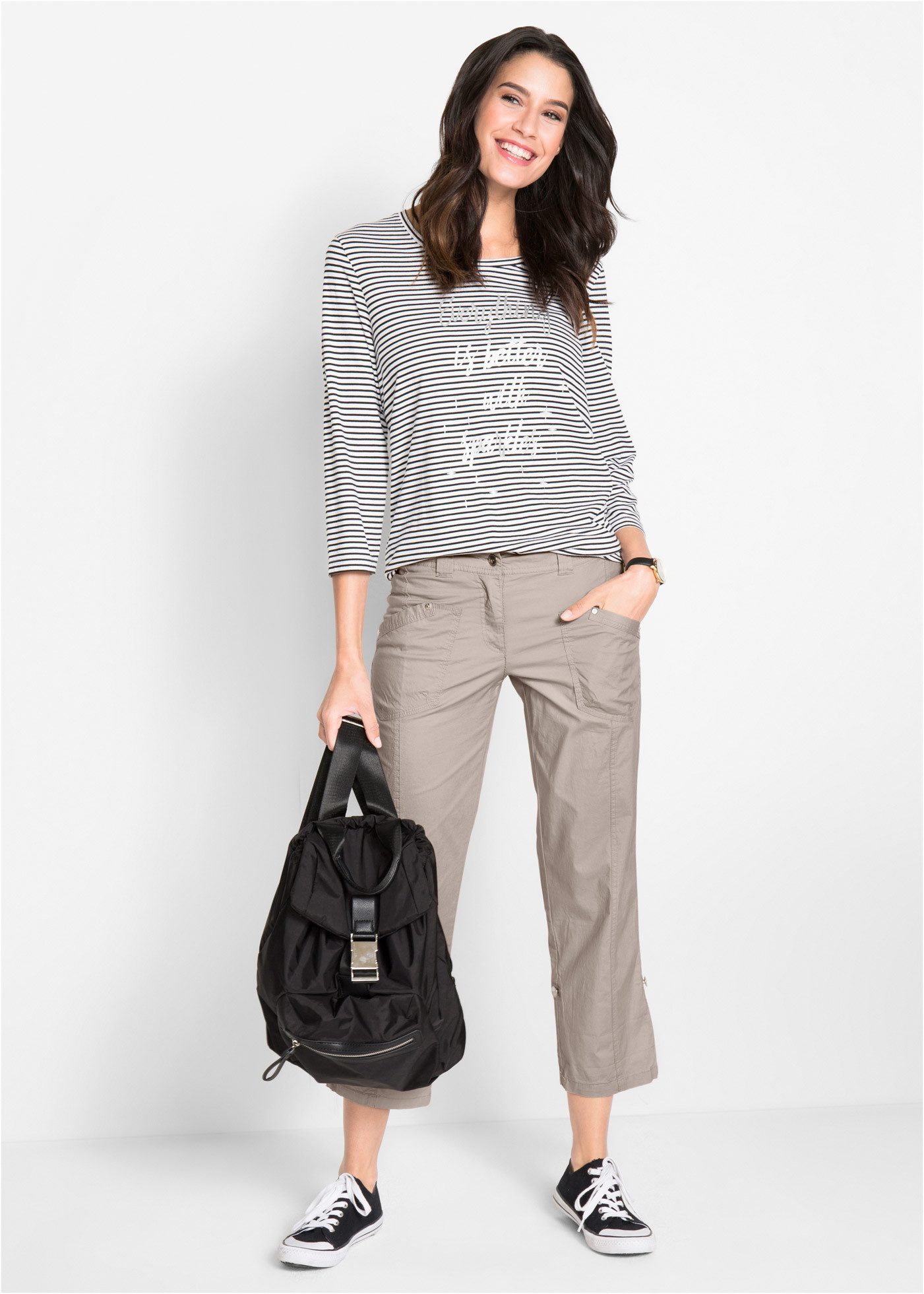 bonprix Cargohose aus Baumwoll-Stretch-Material, mit Eingrifftaschen und Gesäßtaschen