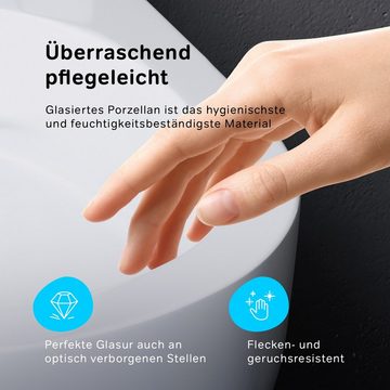 AM.PM Tiefspül-WC KomplettSet Hit wandhängend, Abgang Wand WC,Tiefspüler, wandhängend, Suspension, Abgang waagerecht, Komplett-Set, feuchtigkeitsbeständig, Schnellverschluss-Sitz mit Soft-Close-Funktion