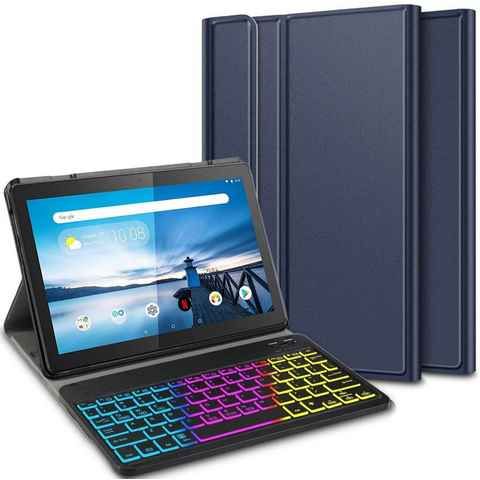 IVSO Tablet-Hülle für TAB M10 Blue case+backlight keyboard Tablet-Tastatur (Bluetooth Keyboard Hülle Tastatur Schutzhülle Case)