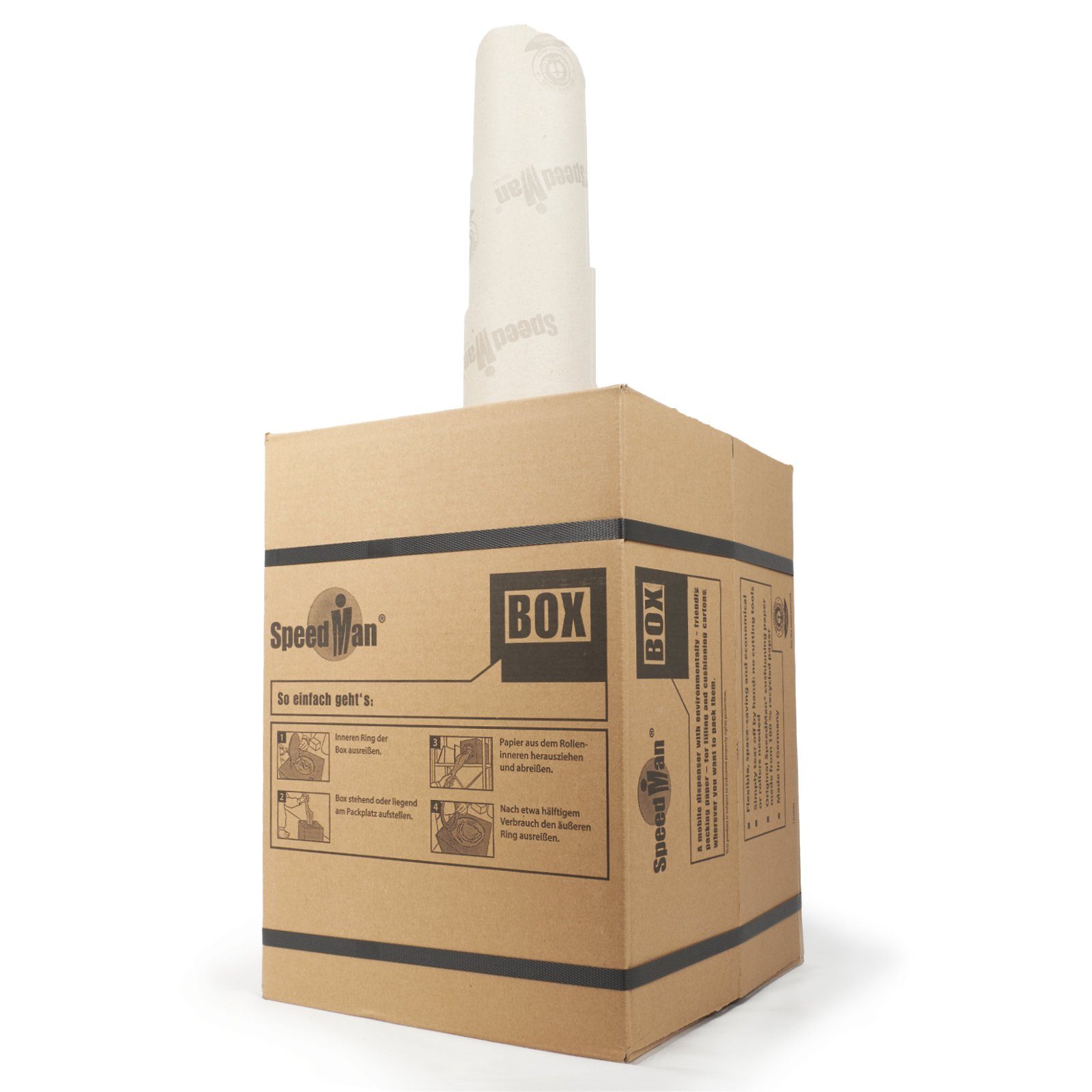 Schrenzpapier KK Spenderbox 450lfm Füllmaterial Packpapier Verpackungen SpeedMan Endlospapier, in