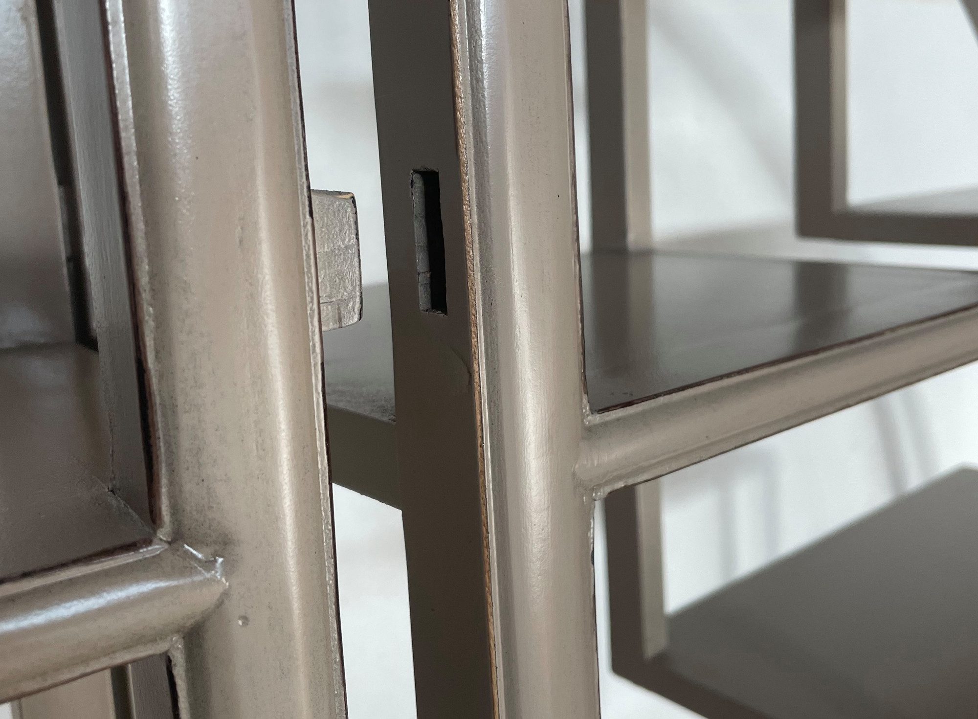 OPIUM OUTLET Wandregal Chinesisches Rundregal Eckregal offener runder Schrank Vitrine, aus Holz, Breite 206 cm, Höhe 198 cm, Tiefe 25 cm, Asiatischer Raumteiler, orientalisches Bücherboard, Vintage-Stil