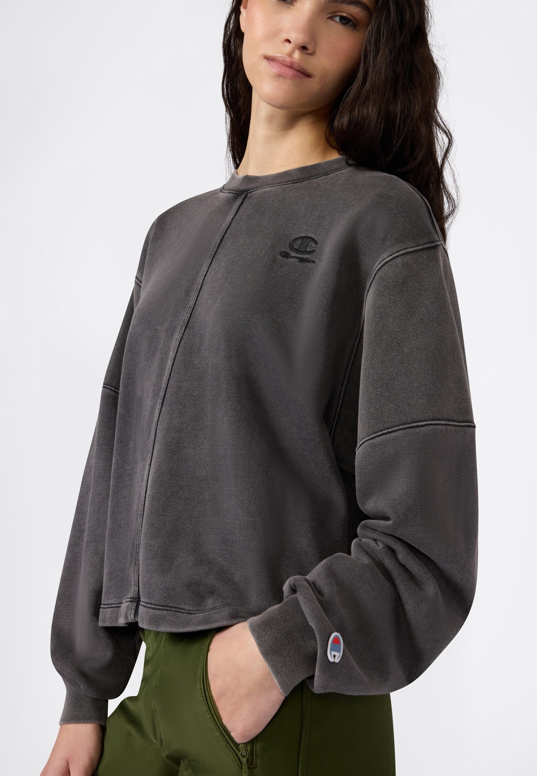 Champion Sweatshirt ICONS WASH loose fit terry crewneck sweatshirt mit Rundhalsausschnitt, aus angerauter Sweatware, normale Länge