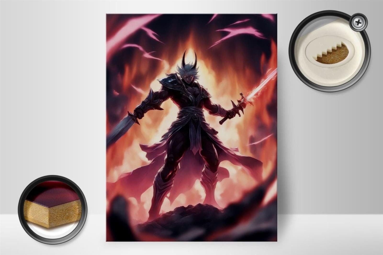 Femer GmbH Holzbild 20x30cm Energie Peitschen Dämon, (1 St), Glatte Holzfaserplatte (MDF), vorn beschichtet