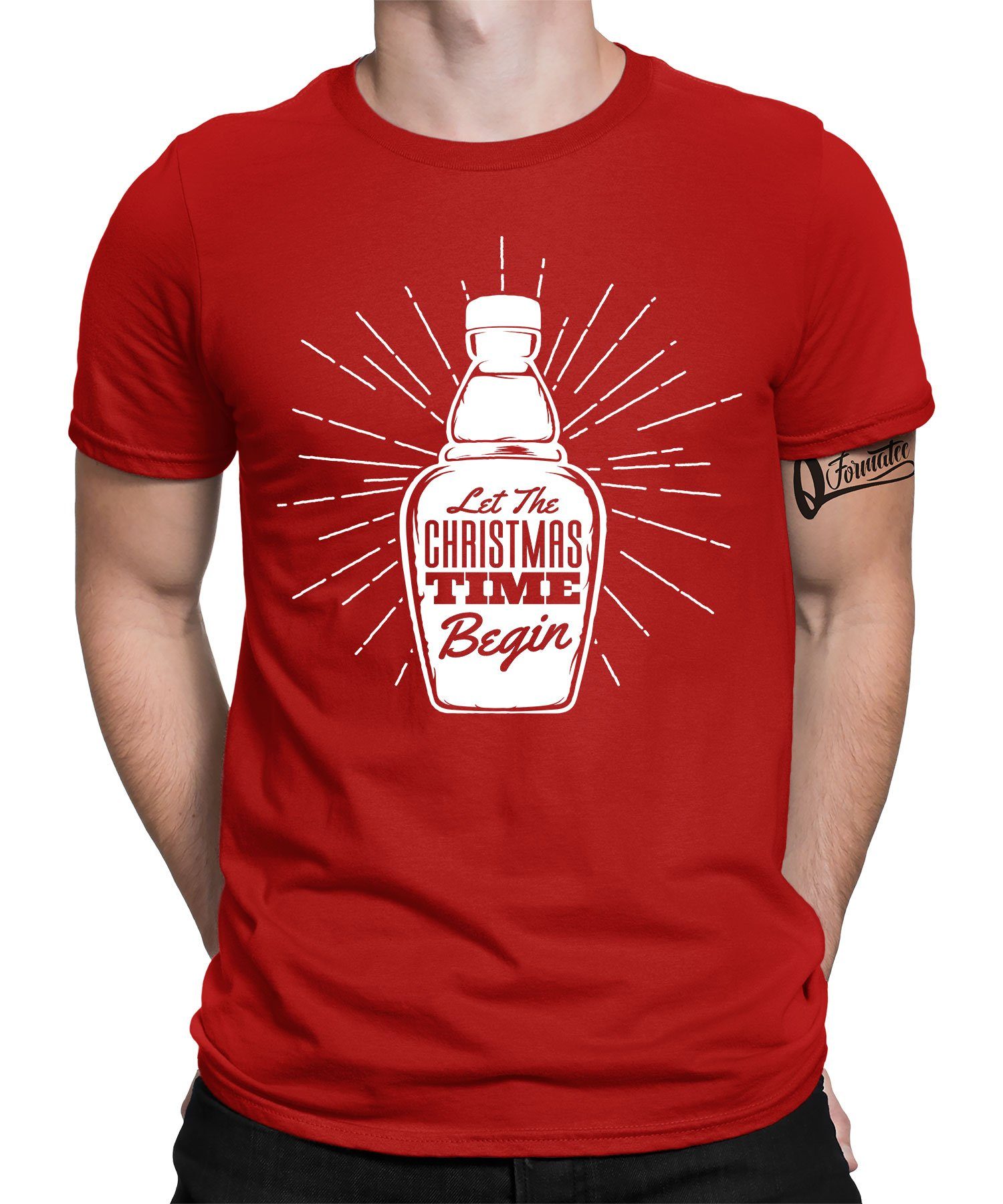 X-mas - Formatee Rot Quattro Weihnachten T-Shirt Time Kurzarmshirt Christmas (1-tlg) Herren Weihnachtsgeschenk