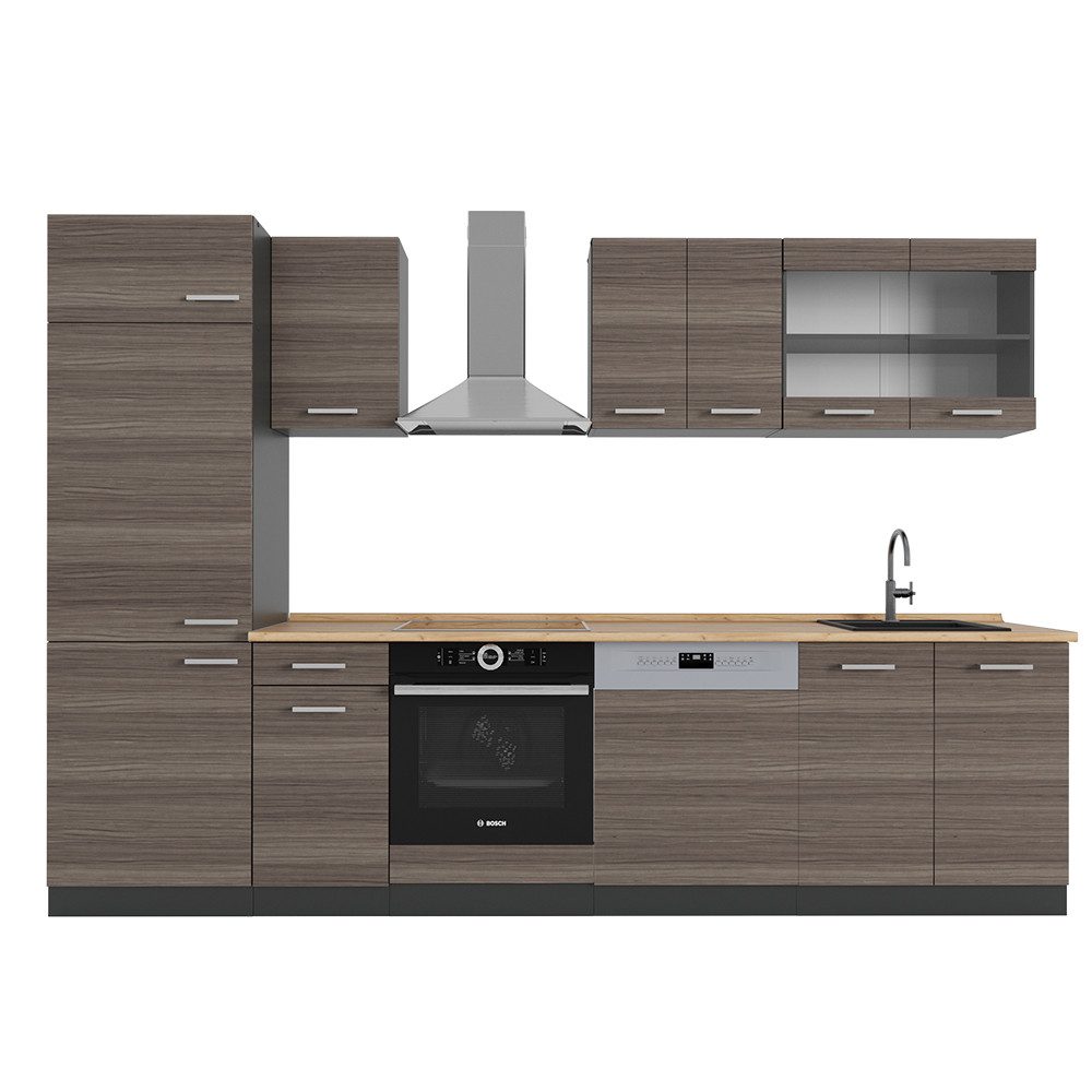 Vicco Küchenzeile R-Line, Edelgrau/Anthrazit, 300 cm günstig online kaufen