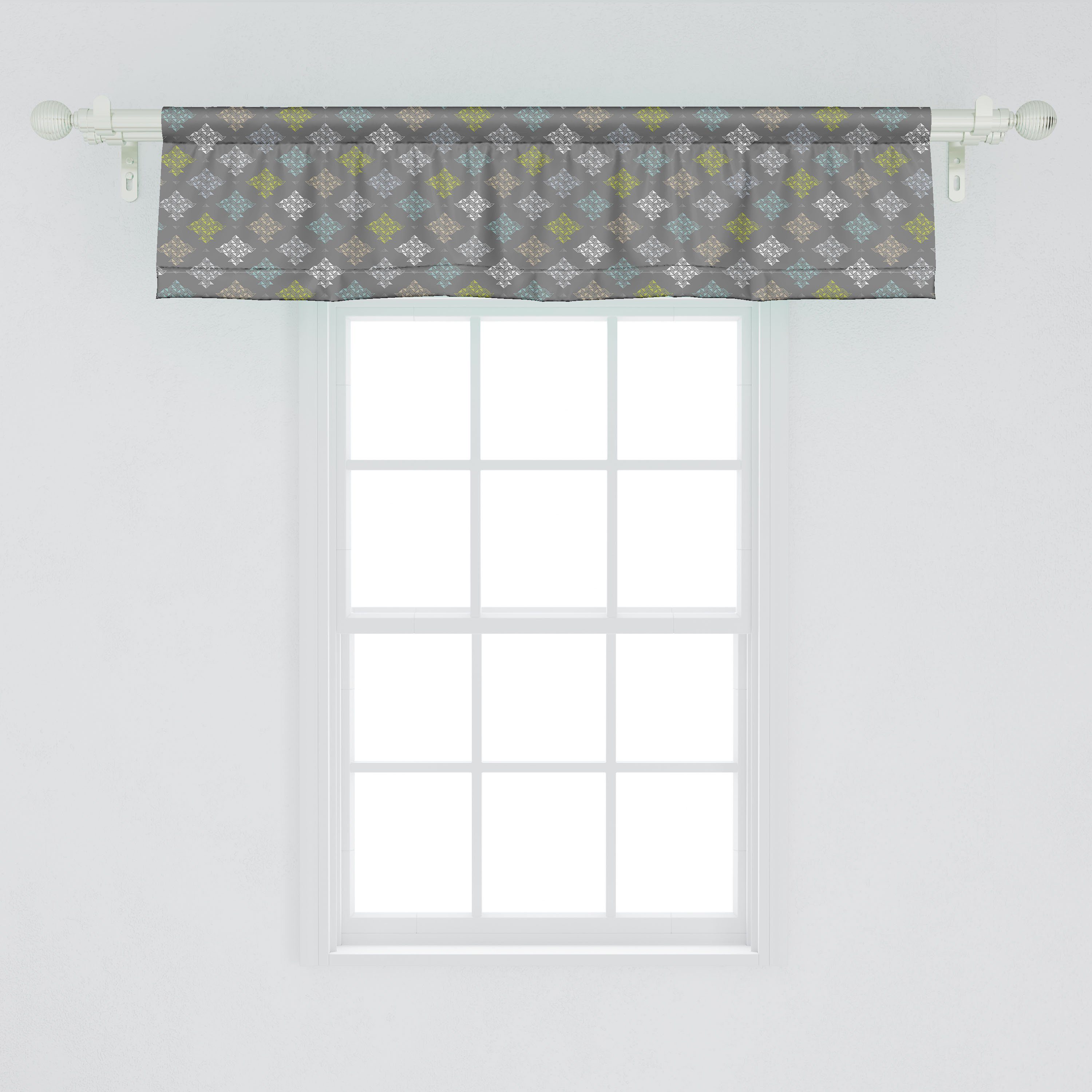 Dekor Schlafzimmer Abakuhaus, Microfaser, mit Triangles Volant Moderne für Scheibengardine Motiv Stangentasche, Vorhang Abstrakt Küche