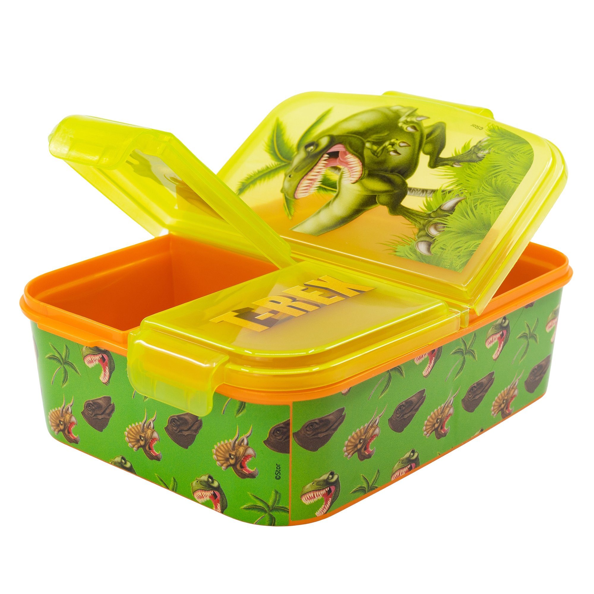 Kammern tlg Kinder Brotdose Dinosaurier (2-tlg) Set Lunchbox Stor 3 2 T-Rex Trinkflasche,