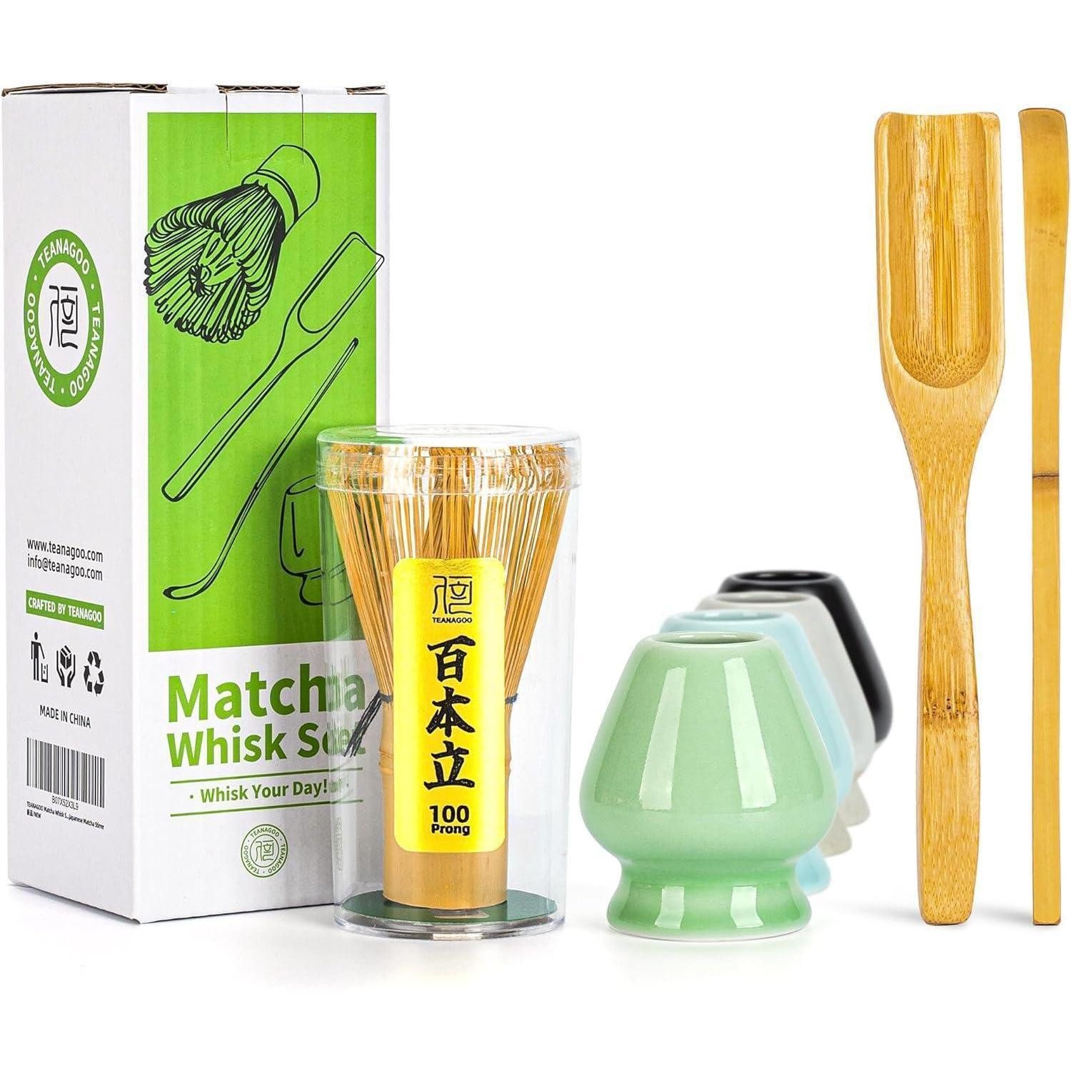 LuxusKollektion Teeservice Matcha-Zubehör-Set aus natürlichem Bambus & Procelain