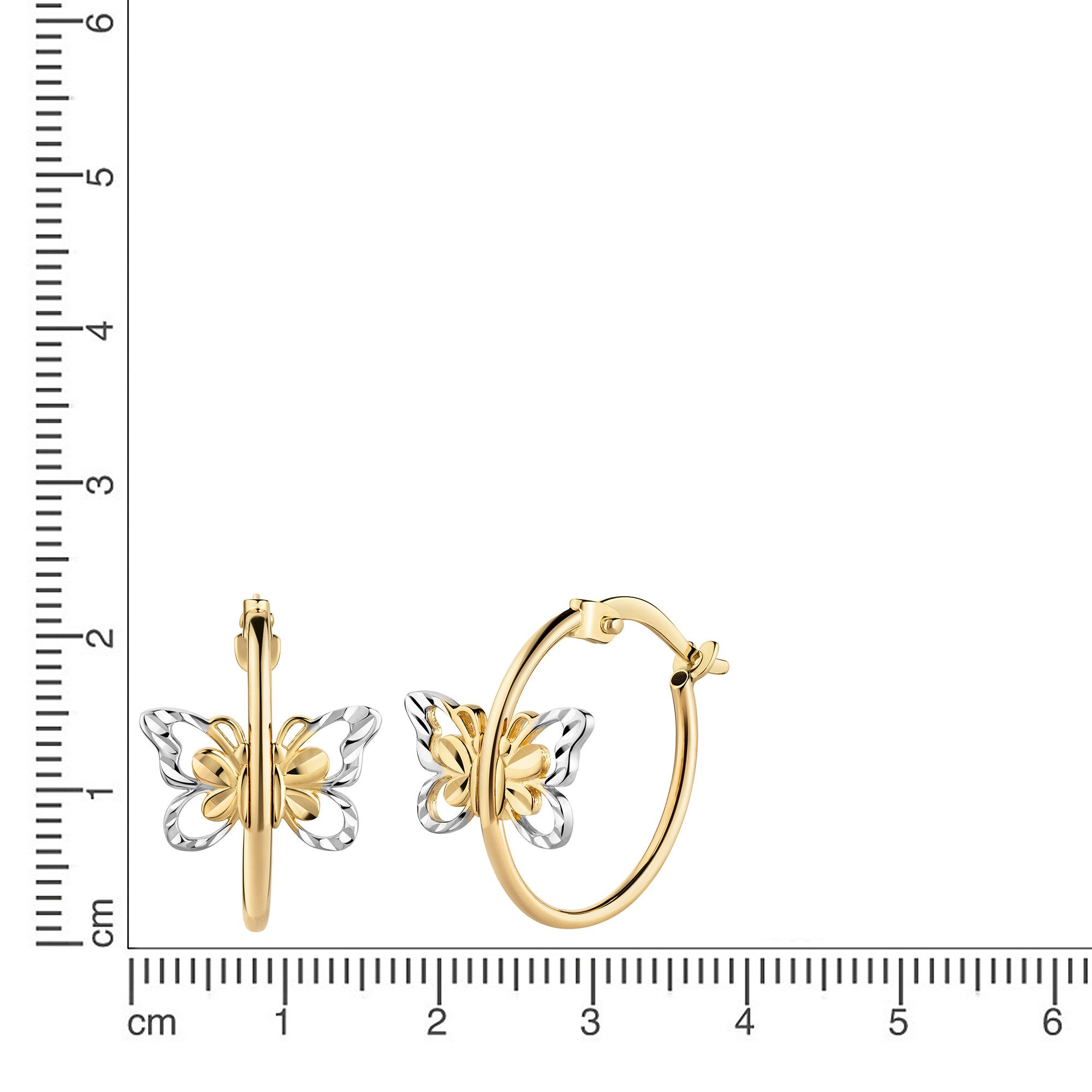 Fascination by Ellen K. Paar Creolen Gold 585 zweifarbig mit Schmetterling-Motiv