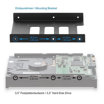 deleyCON Festplatten-Einbaurahmen deleyCON Einbaurahmen für 2,5" HDD/SSD auf 3,5" alle 6 seitlichen 3,5
