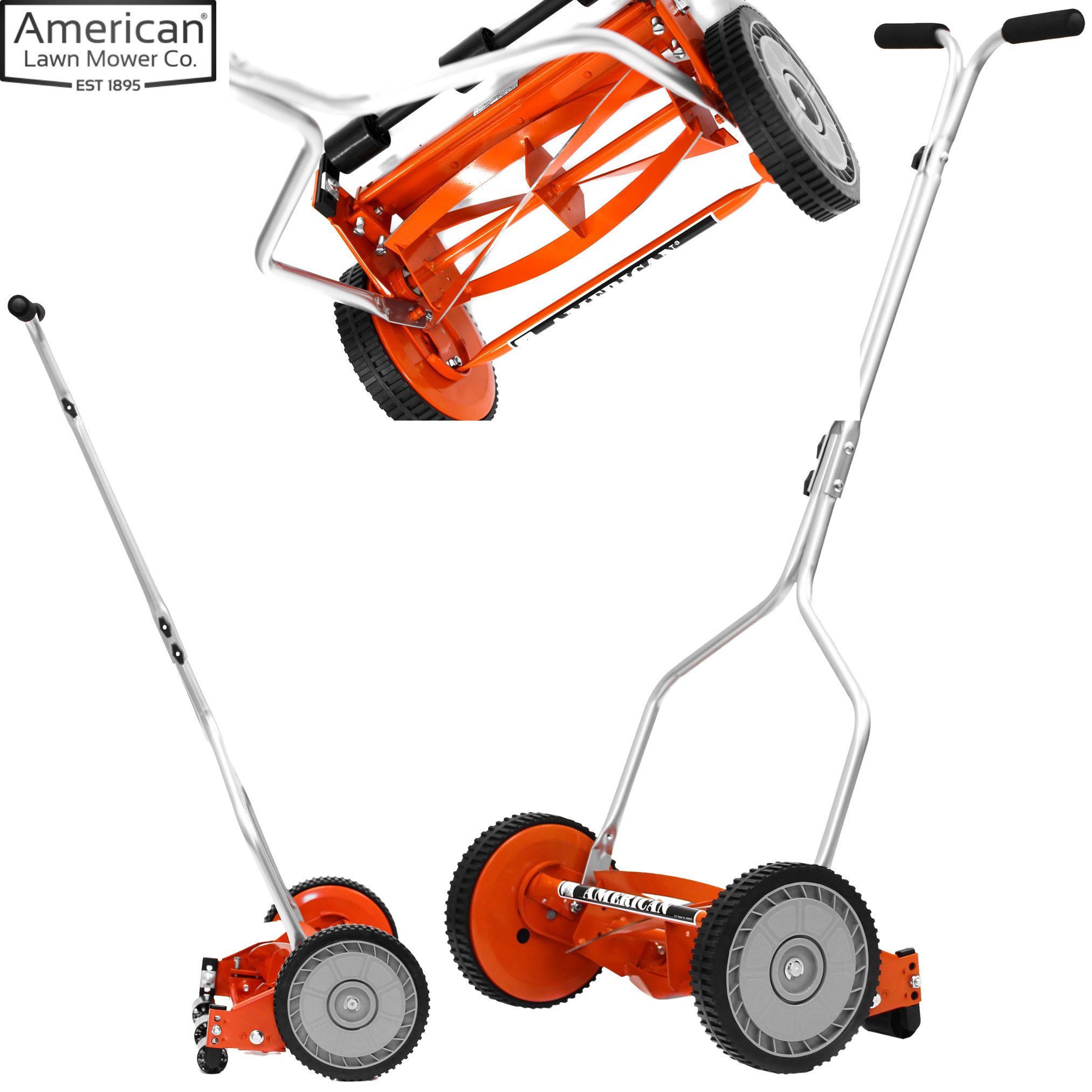 American Lawn Mower Company Spindelmäher 1204-14 Walzenmäher, 35,5 cm Schnittbreite, (Spar-Set, mit oder ohne Fangkorb), 4 Klingen Spindelrasenmäher mit oder oh – Bild 2 von 5
