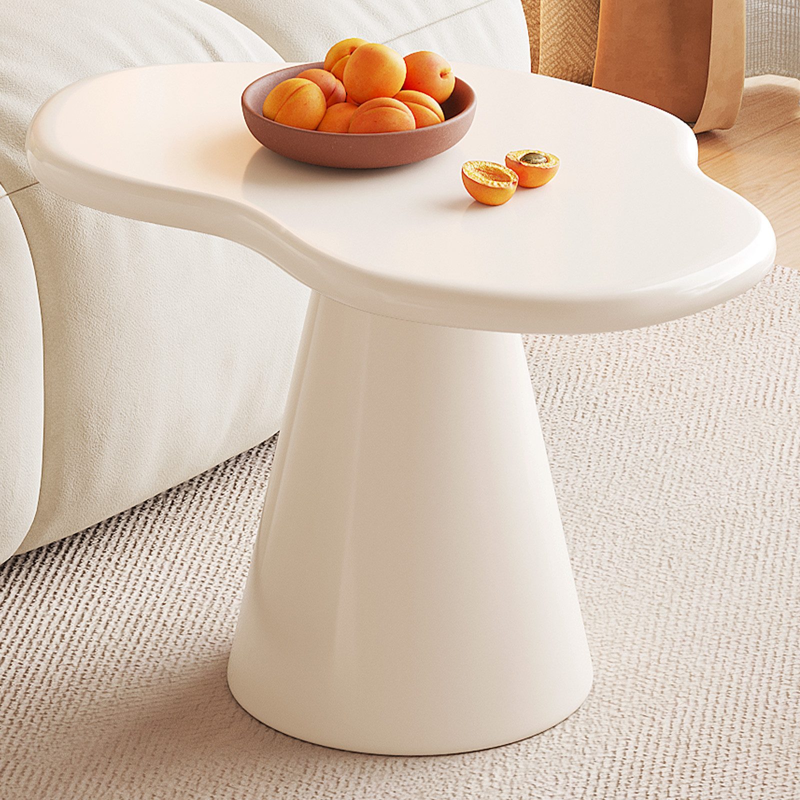Guyii Beistelltisch für Wohnzimmer, Multifunktionaler, Cremeweiß (1-St), Eleganter matten Lack, pflegeleicht und strapazierfähig.