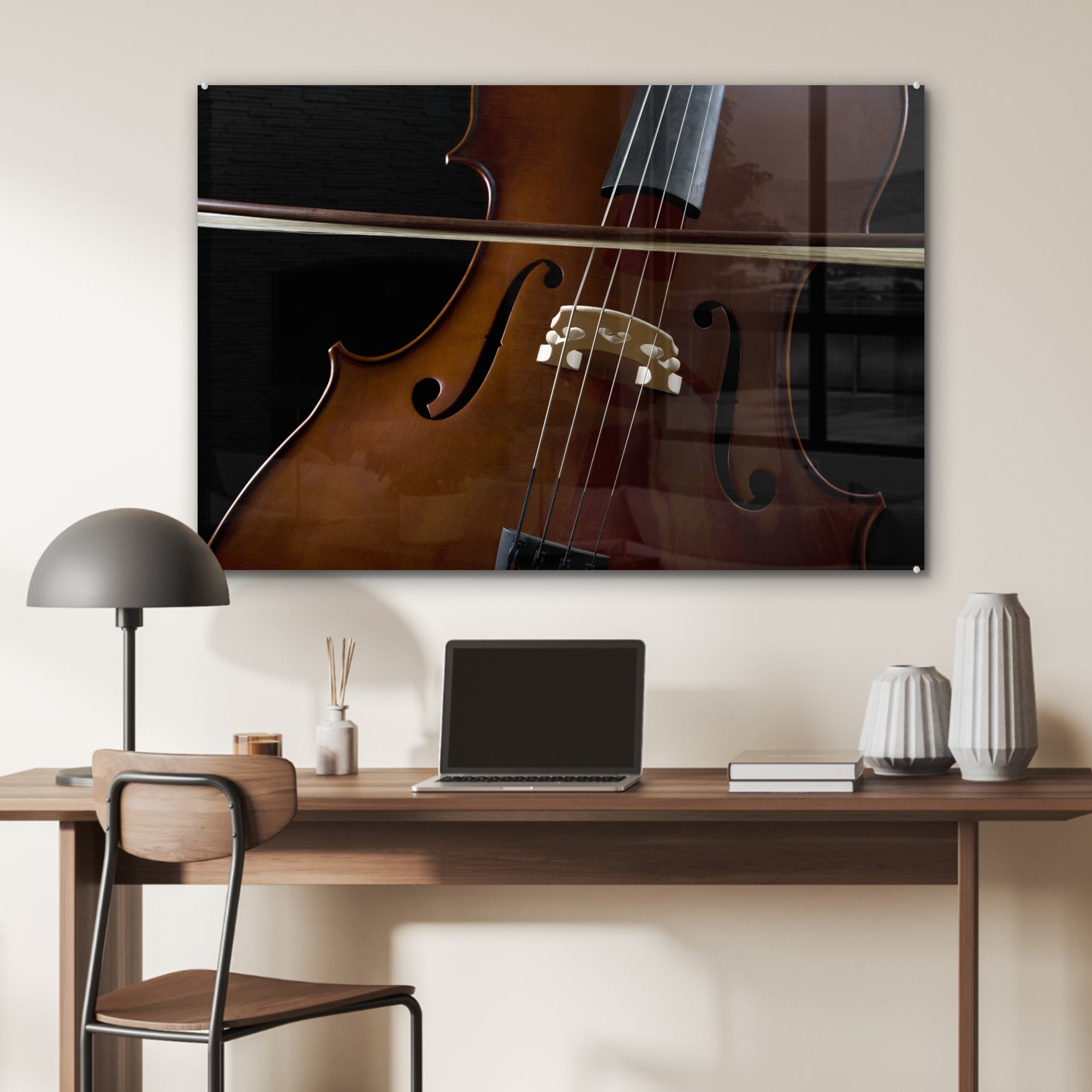 MuchoWow Acrylglasbild Ein Cello einem St), (1 Bogen, Schlafzimmer mit Acrylglasbilder & Wohnzimmer