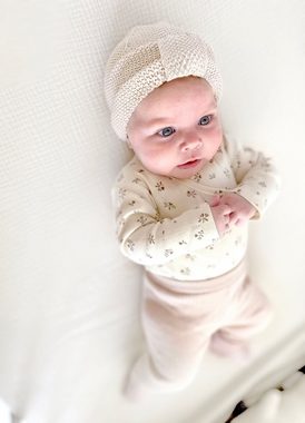 Nordic Coast Company Strickmütze Baby Turban für Neugeborene - 100% Baumwolle - Natur Weiß