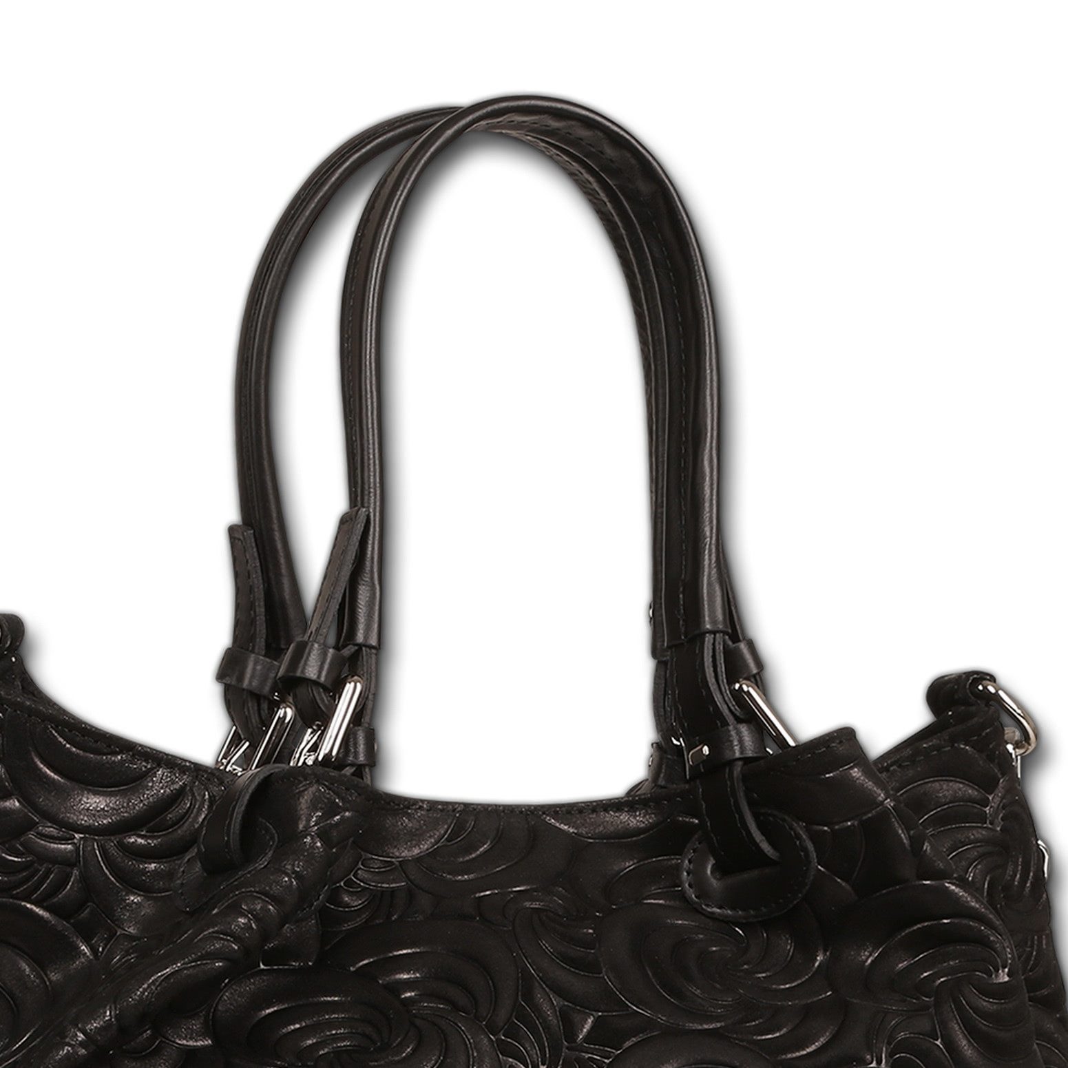 Toscanto Schultertasche Toscanto Damen Schultertasche Leder (Schultertasche), Damen Leder Schultertasche, schwarz ca. 36cm