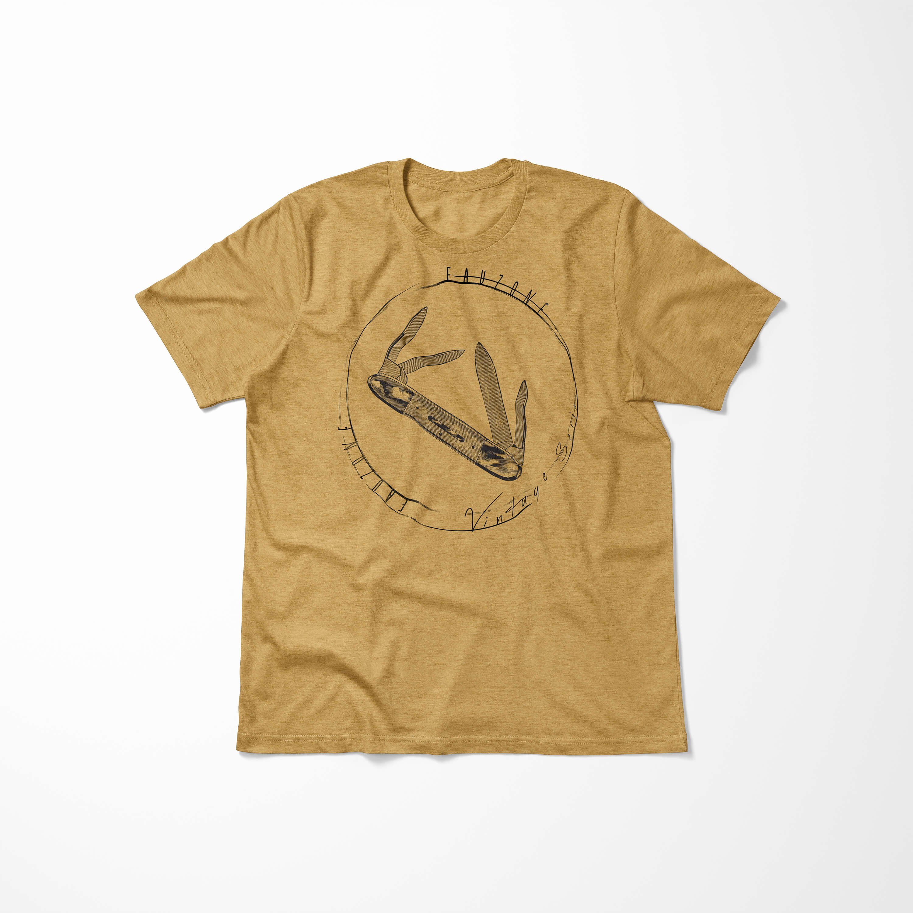 T-Shirt Herren Vintage Taschenmesser T-Shirt Art Sinus Gold Antique
