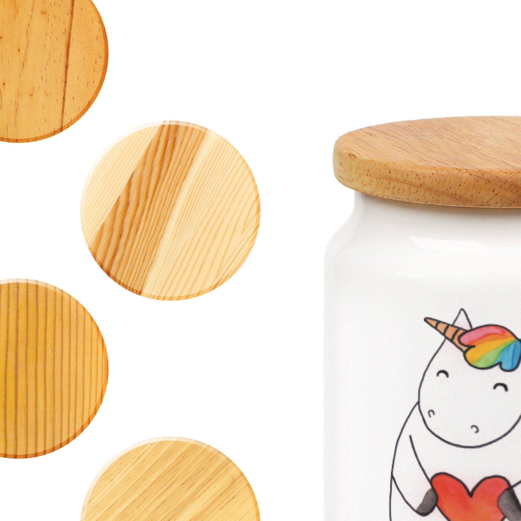 Mr. & Mrs. Panda Vorratsdose Keramik, (1-tlg) bunt, Einhorn - Geschenk, lustig, Weiß Keramikdose, Herz - Einhörner