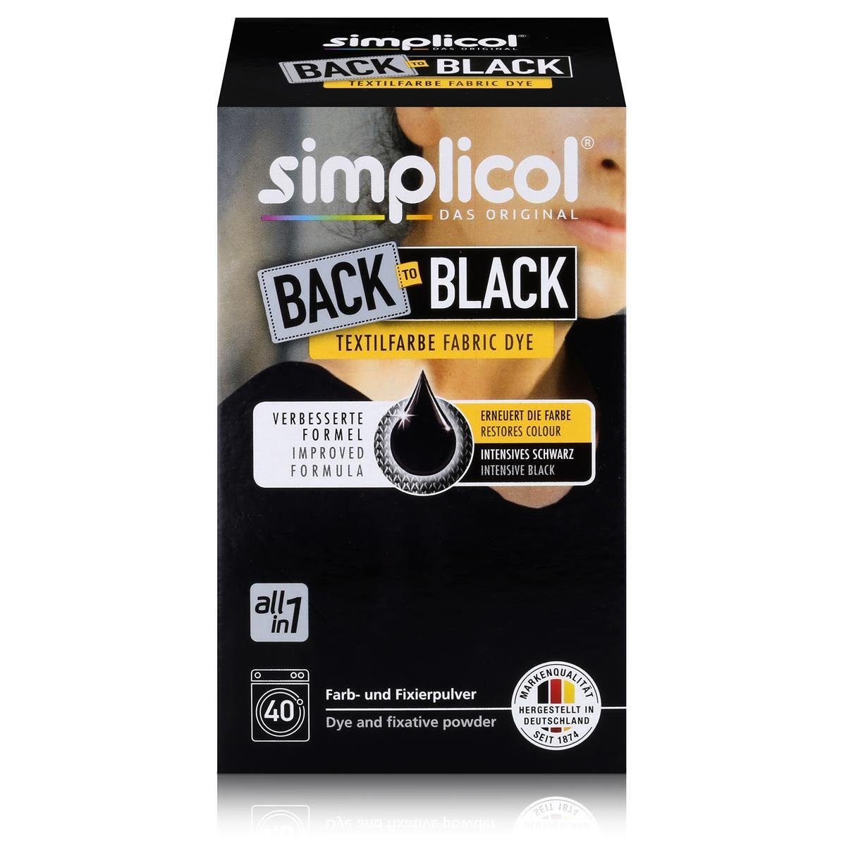 Textilfarbe Simplicol Textilfarbe Back to Black 400g - Erneuert die Farbe (1er Pac