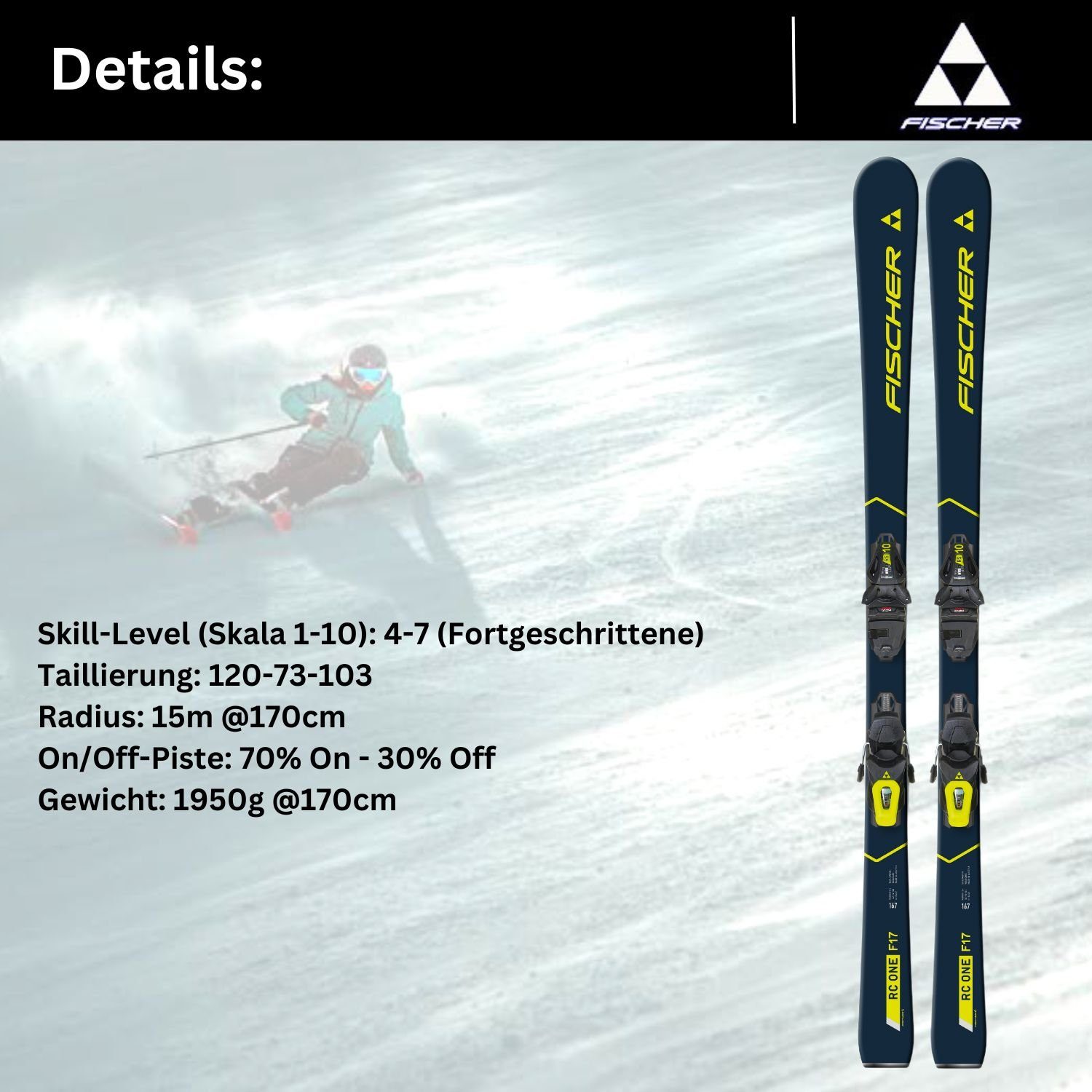 Fischer PR Ski, Alpin RC 2024 Ski Bindung + F17 RS10 TPR Sports Rocker Fischer One