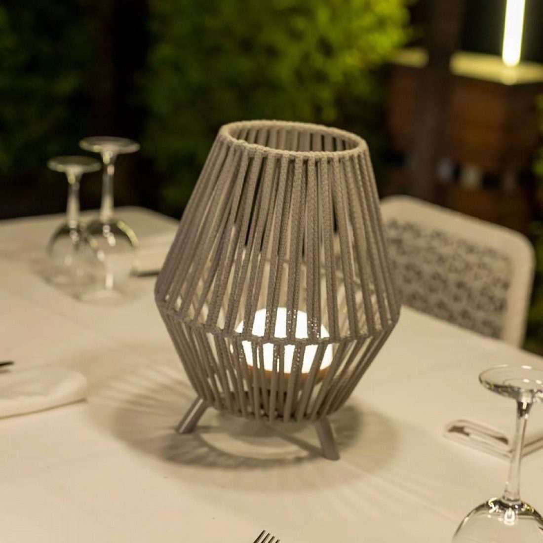 New Garden LED Laterne Conta warmweiß Akku Beige, LED fest integriert, warmweiß