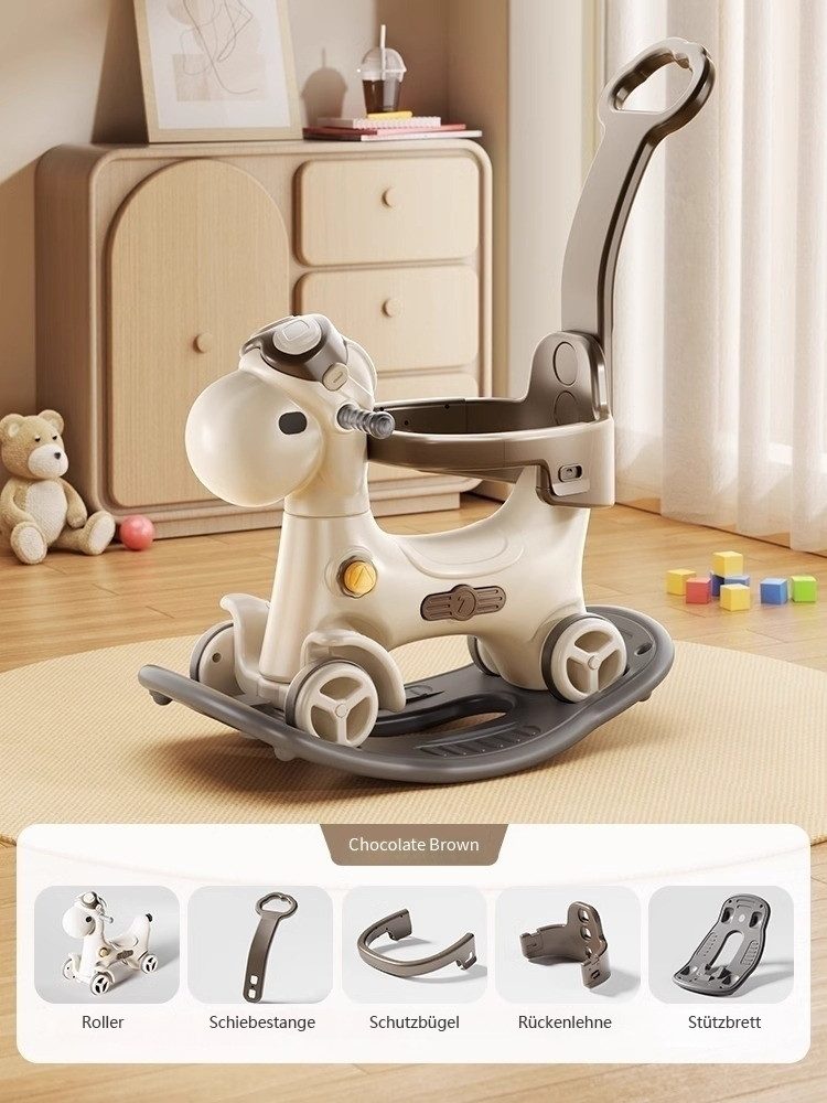 habeig Schaukelpferd Schiebegriff Chocolate Braun 90x71cm Verwandelbar in S günstig online kaufen