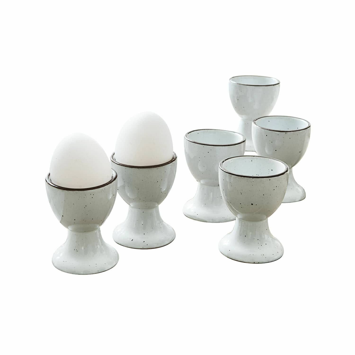 Mirabeau Geschirr-Set Eierbecher 6er Set Biarré weiß, Steinzeug, none