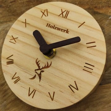 Holzwerk Tischuhr Holzwerk ALTENA runde designer Holz Tisch Uhr, römische Ziffern, beige