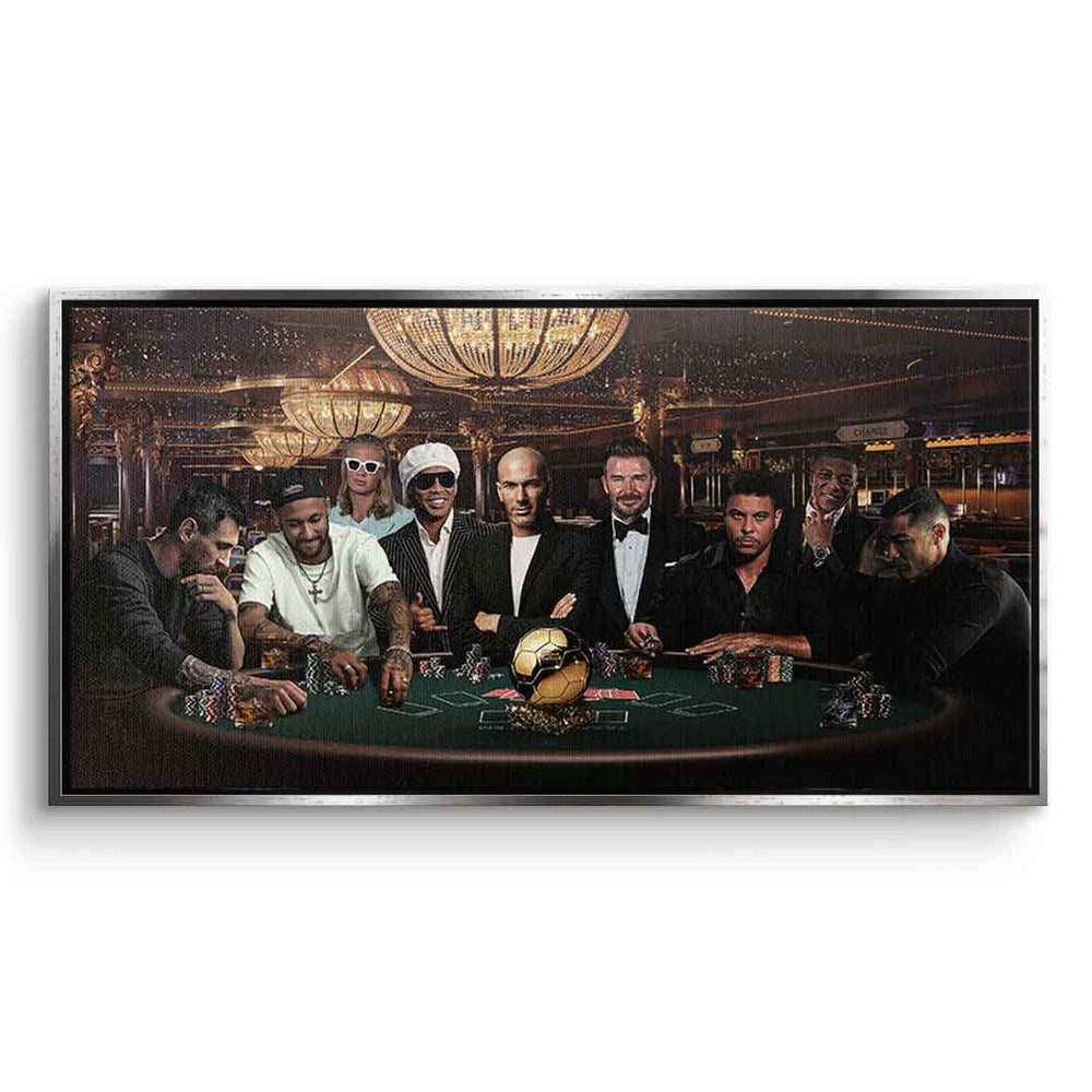 DOTCOMCANVAS® Leinwandbild Poker Night #Football, Leinwandbild Emergency Meeting Football Fußball Wandbild Kunstdruck