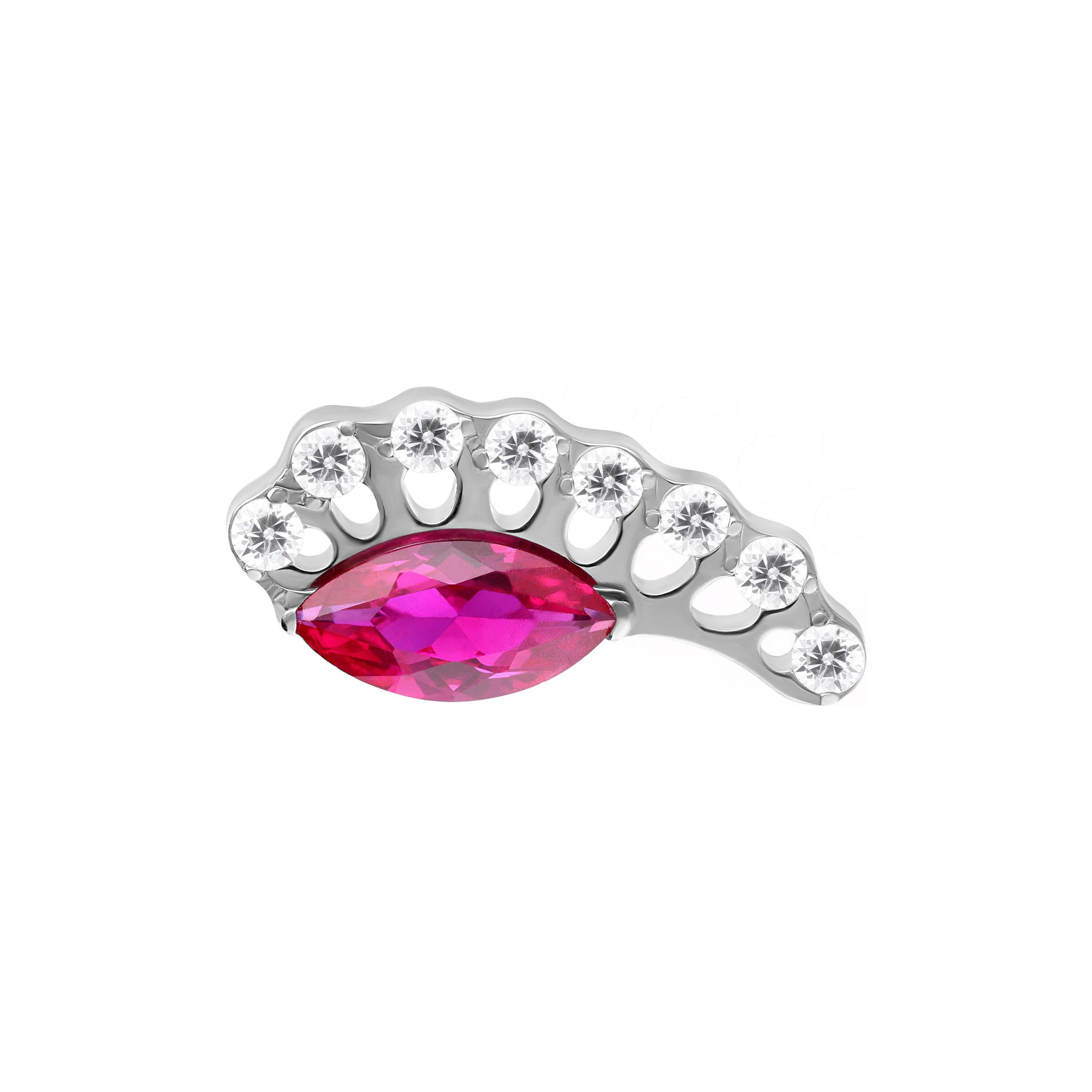 Wildcat Piercing-Set Push Fit Maharani Ruby Crown Attachment für, 1 Stück, Titan Grad 23 - wasserfest, hautverträglich, Silber