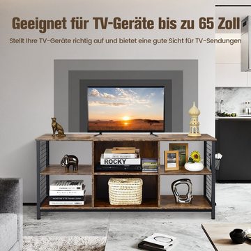 COSTWAY TV-Schrank mit verstellbarem Regal & Stauraum, Holz, 140x40x63cm
