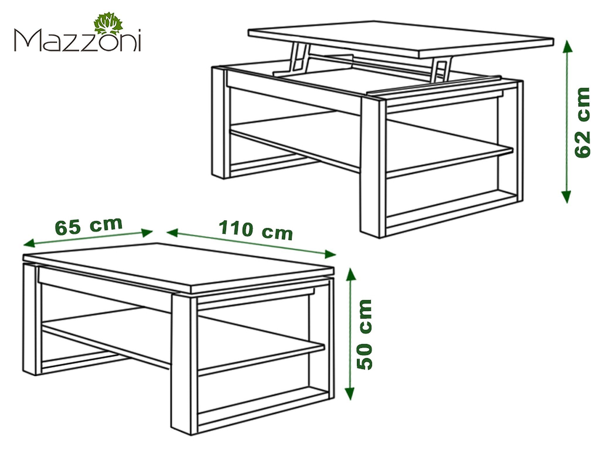 Multifunktion Weiß designimpex / dunkel Eiche Couchtisch Nuo Esstisch Ablage Tisch Arbeitstisch Couchtisch Design matt