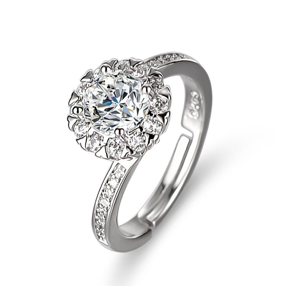 Fingerring Verlobungsring silberfarbiger Ring