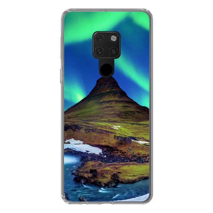 MuchoWow Handyhülle Nordlicht - Sternenhimmel - Island - Berg - Grün - Wasserfall - See Phone Case Handyhülle Huawei Mate 20 Silikon Schutzhülle