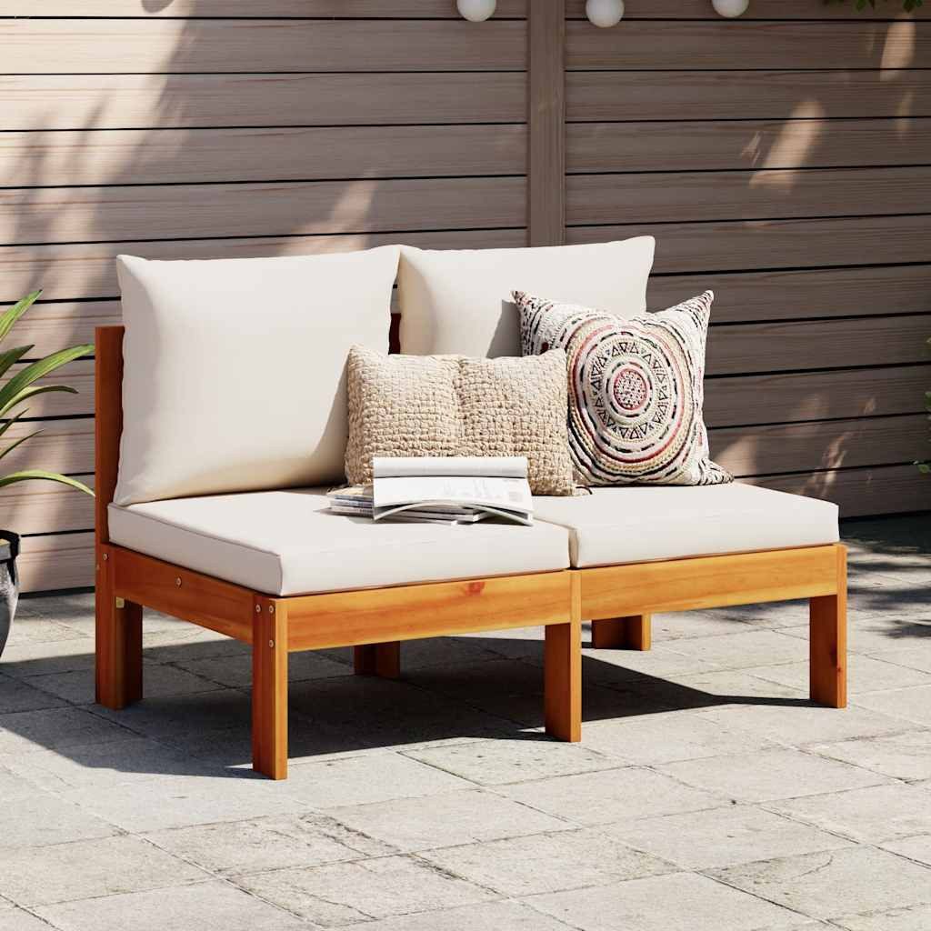 vidaXL Sofaelement Gartensofa ohne Armlehnen mit Kissen 2-Sitzer Massivholz (1 St)