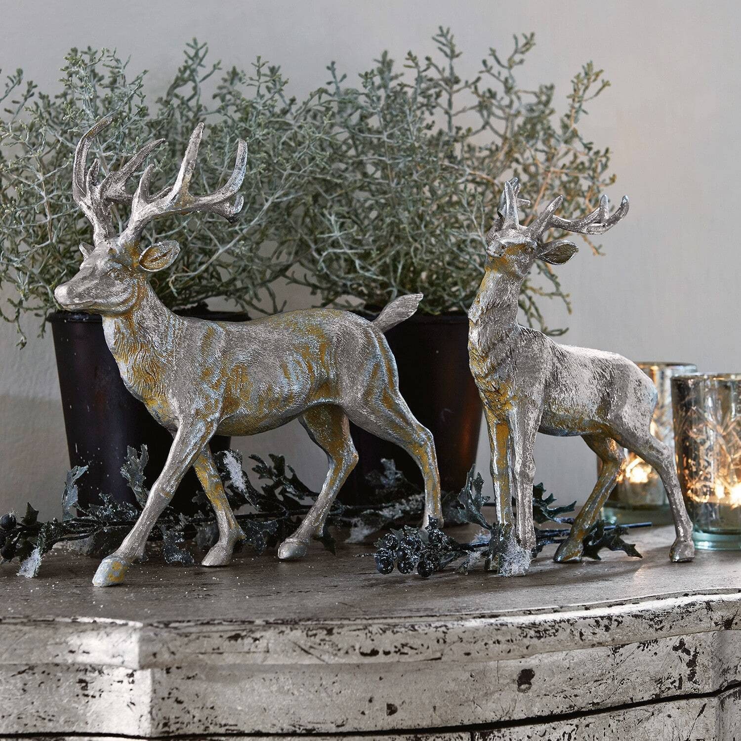 Mirabeau Weihnachtsfigur Hirsche 2er Set Rudy & Son silber (2er Set, 2er Set)