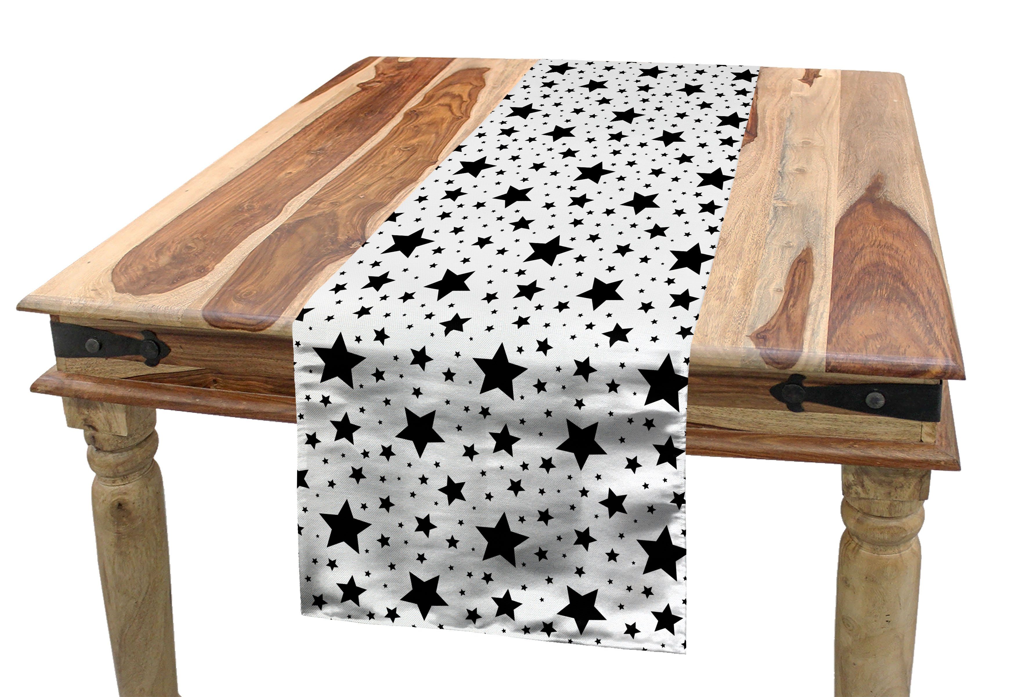 Abakuhaus Tischläufer Esszimmer Küche Rechteckiger Dekorativer Tischläufer, Star Monochrome Abstraktes Motiv
