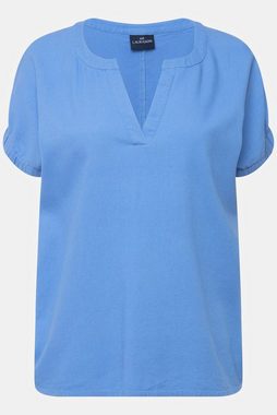 Laurasøn Druckbluse Leinenmix-Bluse Tunika-Ausschnitt